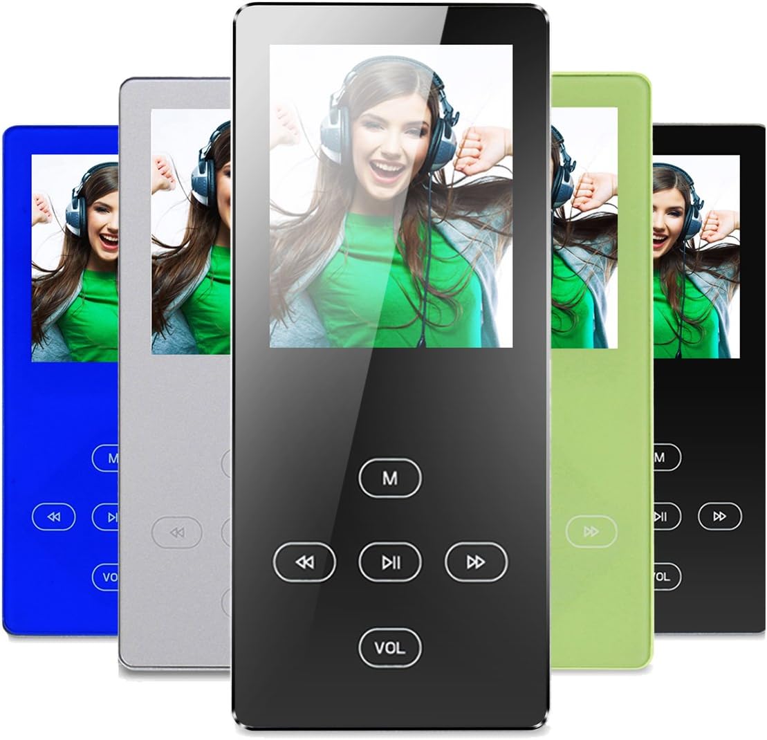 MP3 Player, FecPecu 8GB Hi-Fi Sound 30 Hours Playback Metal Touch Button Music Player, Build in Speaker, Support Expandable up to 32GB (Black)