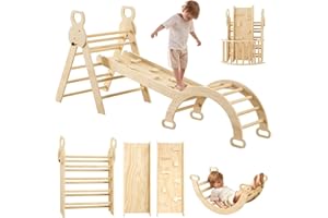 LVHERO 7 in 1 Pikler Triangle Set, Foldable Toddler Baby Climbing Toys, Wooden Montessori Climbing Set, Baby Climber Indoor Playground Jungle Gym for Toddlers Montessori Toys