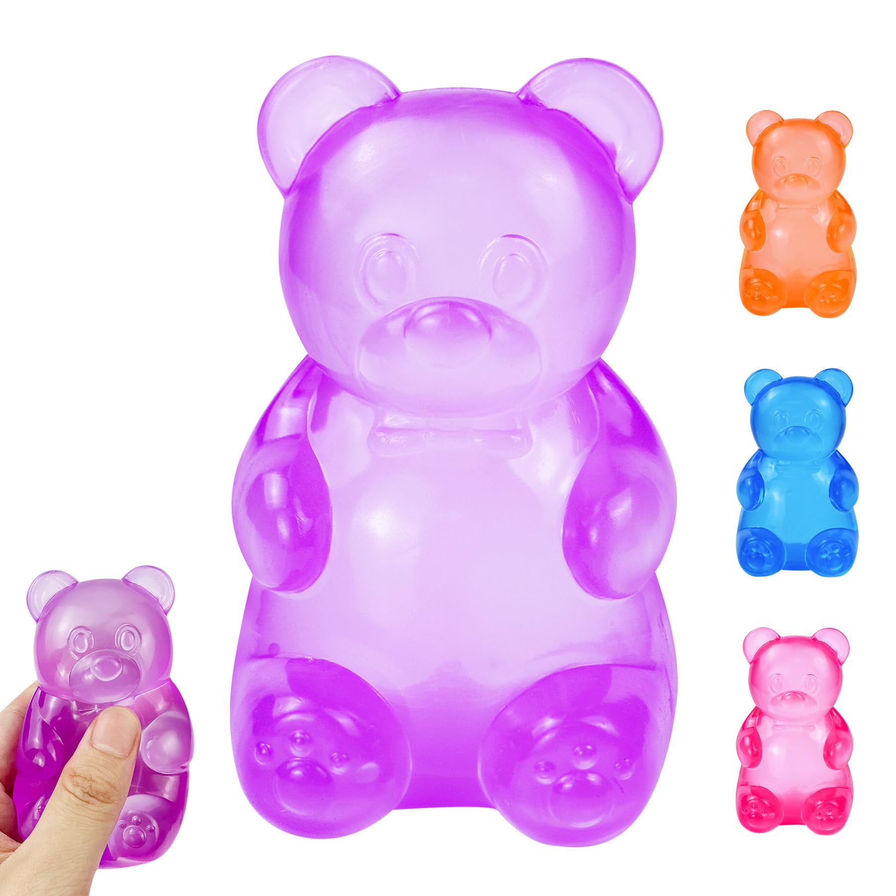 Stress Bear Taba Squishy Balls, Bear Toy Taba Squishy Toys for Kids Stress Relief Squeeze Balls for Valentines Day Gifts Birthday Gifts Party Favors-Purple