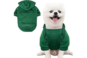 Jecikelon Pet Dog Cold Weather Coat with Pocket Winter Dog Hoodie Warm Puppy Clothes for Small Dogs Chihuahua Clothing (Green, Small)