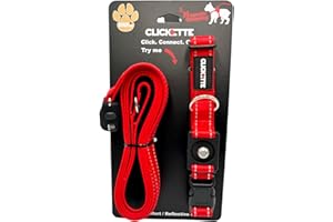 Clickette- Magnetic Quick-Lock Collar & Leash (Red, Large/Extra Large)
