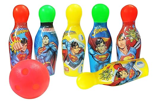 Superman Bowling Set Plastic 6 Pins 1 Balls Educational Mini Bowling Toy for Kids