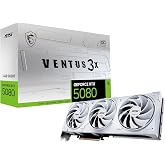 msi Gaming RTX 5080 16G Ventus 3X OC White Graphics Card (16GB GDDR7, 256-bit, Extreme Clock TBD MHz, DisplayPort x 3 2.1a, HDMI 2.1b, NVIDIA Blackwell Architecture)
