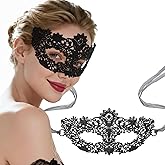 Hoshin Masquerade Mask for Women, Lace Venetian Masks with Feathers Mardi Gras Party Masks Costume