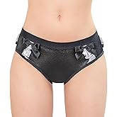Littleforbig Women's Ladies Soft Underwear Comfortable Hipster Briefs Pretty Satin Over Ruffled Lace Bow Panties