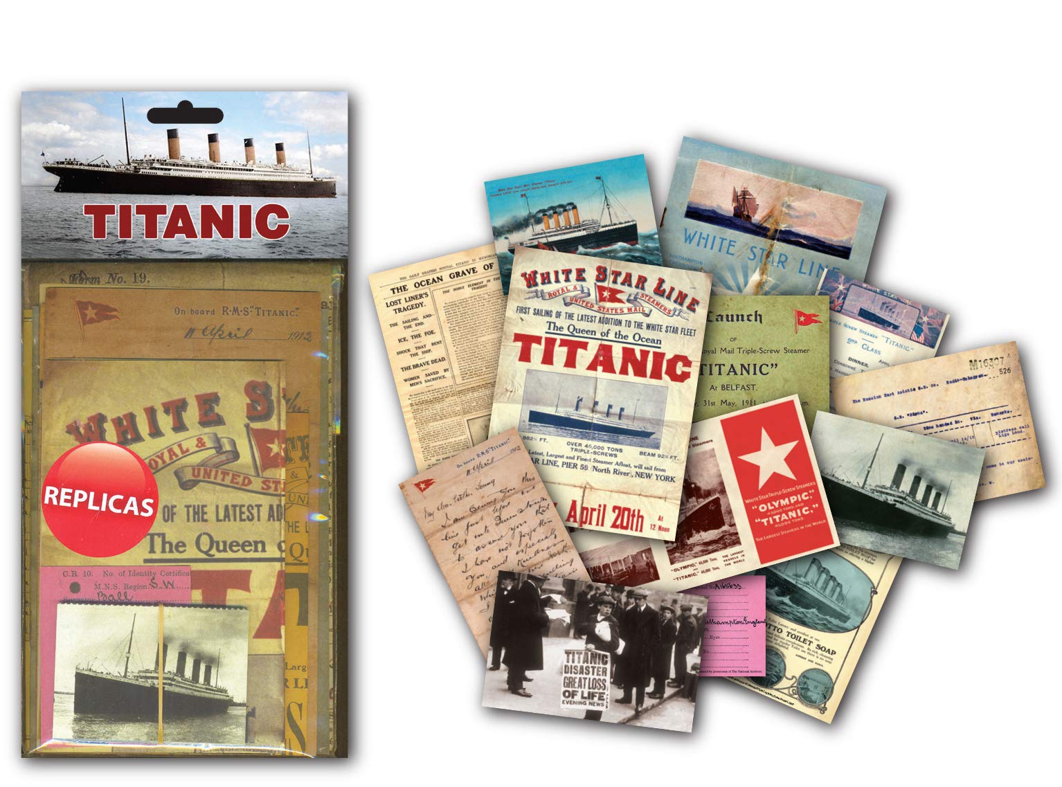 Titanic Memorabilia Gift Pack with over 20 pieces of Replica Artwork