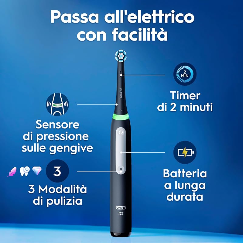 iO 3, 2 Spazzolini Elettrici, 2 Testina di Ricambio, Nero e Rosa