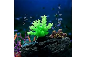 LPFLASAT 1Pc of Fluorescent Staghorn Coral Decor Fish Tank Decor Accessories Aquarium Plants Coral Reef Decor Fish Tank Decorations White Coral Fake Coral Decorations for Home (Green)