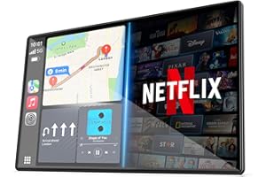 LAMTTO 9" Wireless CarPlay Screen with Netflix YouTube Apps Protable Car Play Screen for Apple Carplay and Android Auto with Backup Camera Navigation Bluetooth Voice Control AUX Siri