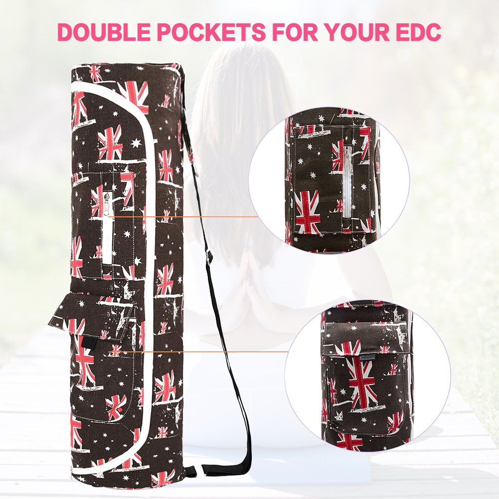 TUONROAD Yoga Mat with Bag British Flag Printing for Womens Sling Bag Thick Yoga Mat Tote Bag with Full Zipper and Pocket