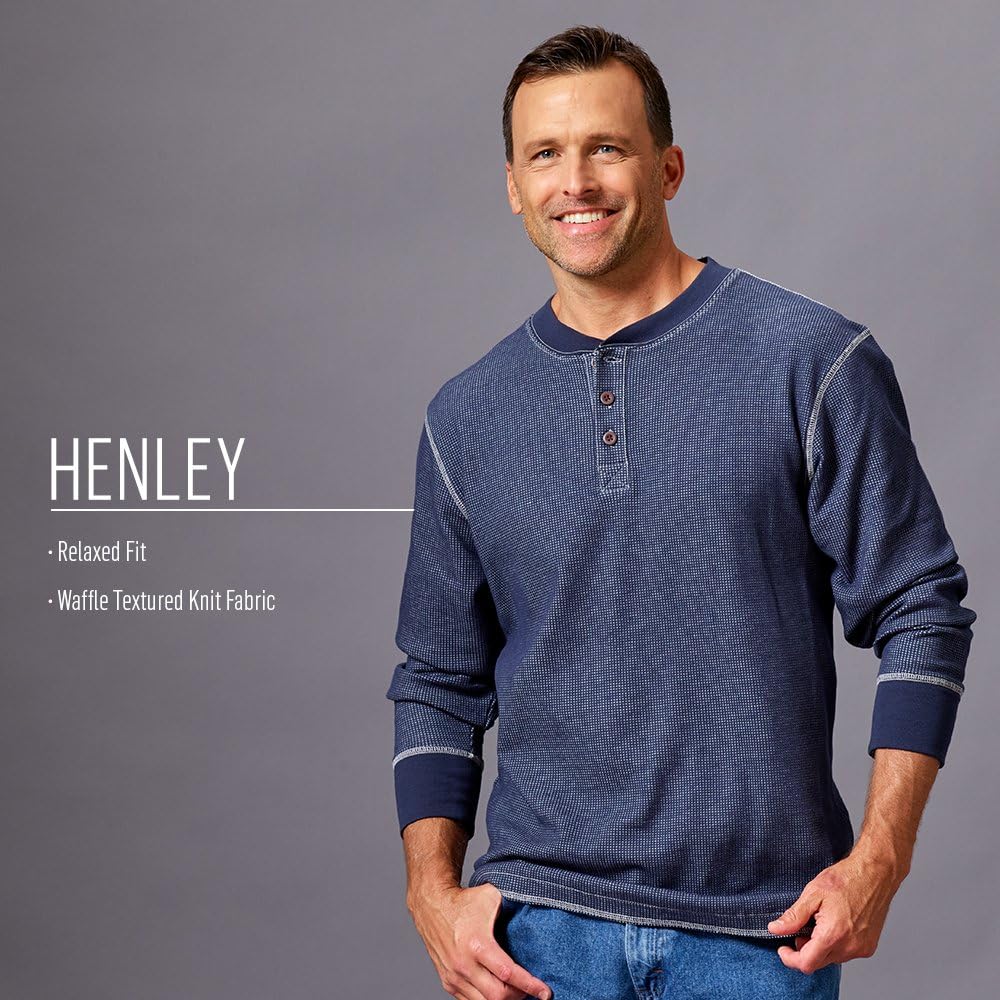 Wrangler Authentics Men's Long Sleeve Waffle Henley at  Men’s Clothing store