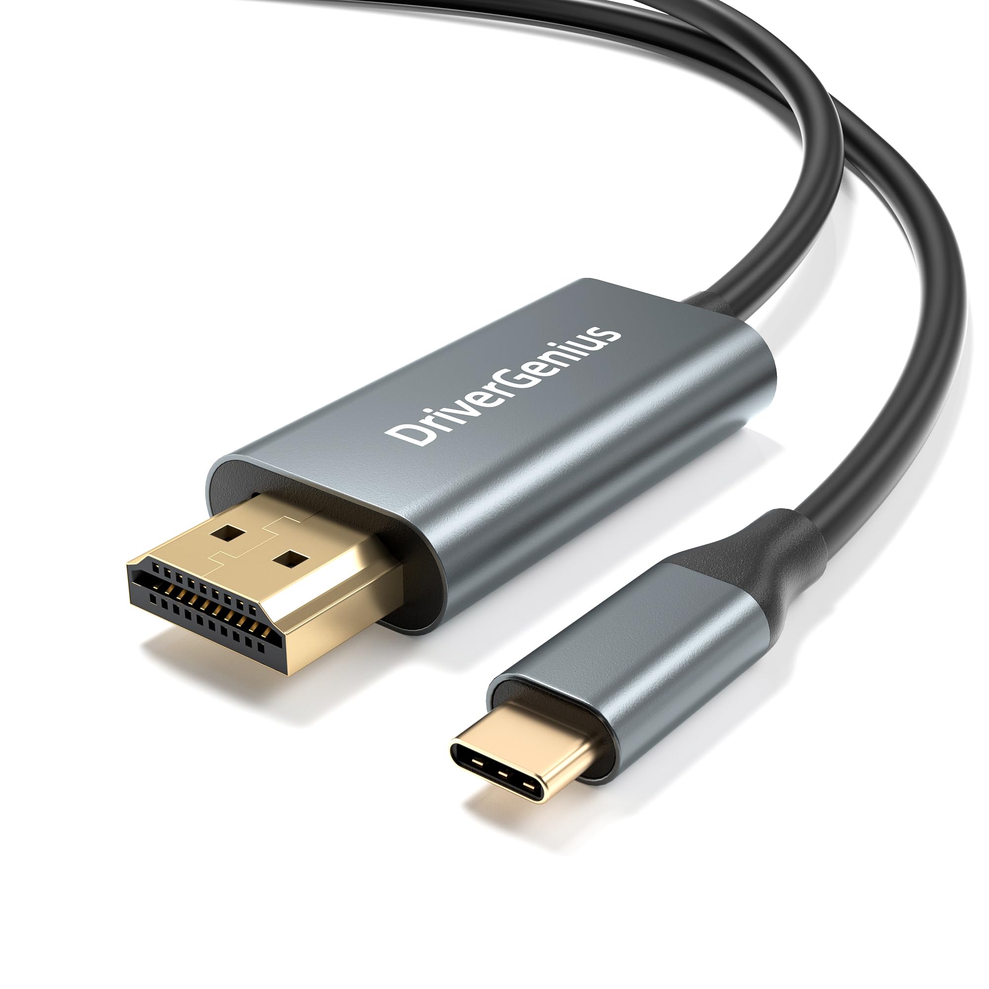DriverGenius Inferno X43 Core | 1.8m USB-C to 4K/30Hz HDMI Converter Cable (Male/Male), Compatible with DP-Alt Mode Laptops, PCs, Gaming Consoles - Metal Connector (Model: UC2HD460-18-M2)