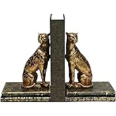 Comfy Hour Gold Cheetah Decorative Bookends, Unique Leopard Wildlife Art Book Ends for Shelves, Heavy Duty Resin Animal Statu