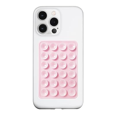 LvShuLiangPin Anteel Silicone Suction Phone Case Mount, Silicon Adhesive Phone Accessory for Smartphones, Hands-Free Mirror Shower Phone Holder for Selfies, Tiktok Videos (Light Pink)