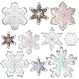 Snowflake Cookie Cutter Set of 10 pcs, Stainless Steel Snowflake Shaped Christmas Cookie Cutters Fondant Baking Molds