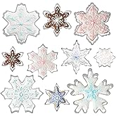 Snowflake Cookie Cutters Set of 10 pcs, Stainless Steel Snowflake Shaped Christmas Holiday Baking Molds for Fondant & DIY Crafts