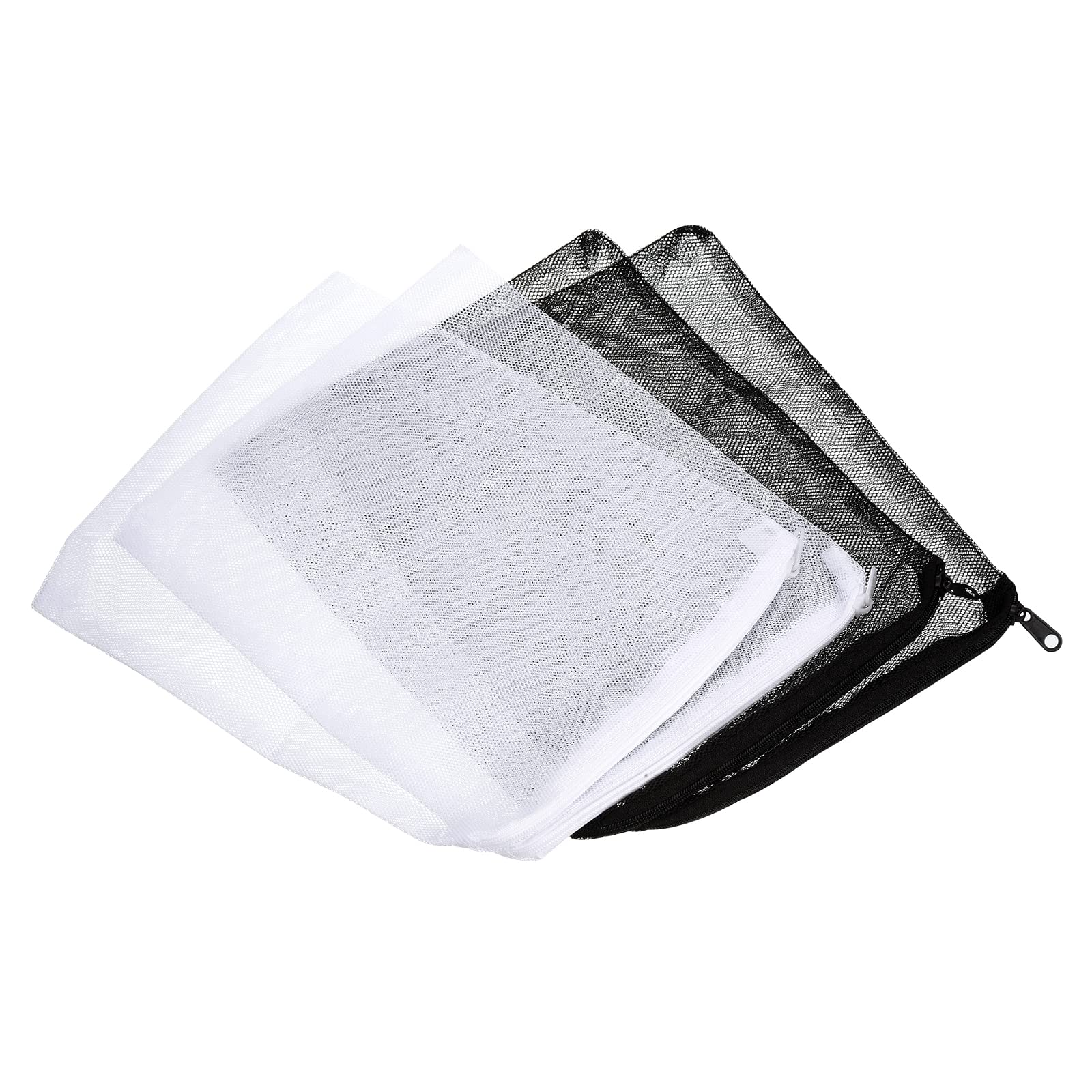 PATIKIL Filter Bags 25x20cm 10 Pack Fish Tank Mesh Bags with Zipper Pool Skimmer Basket White Black