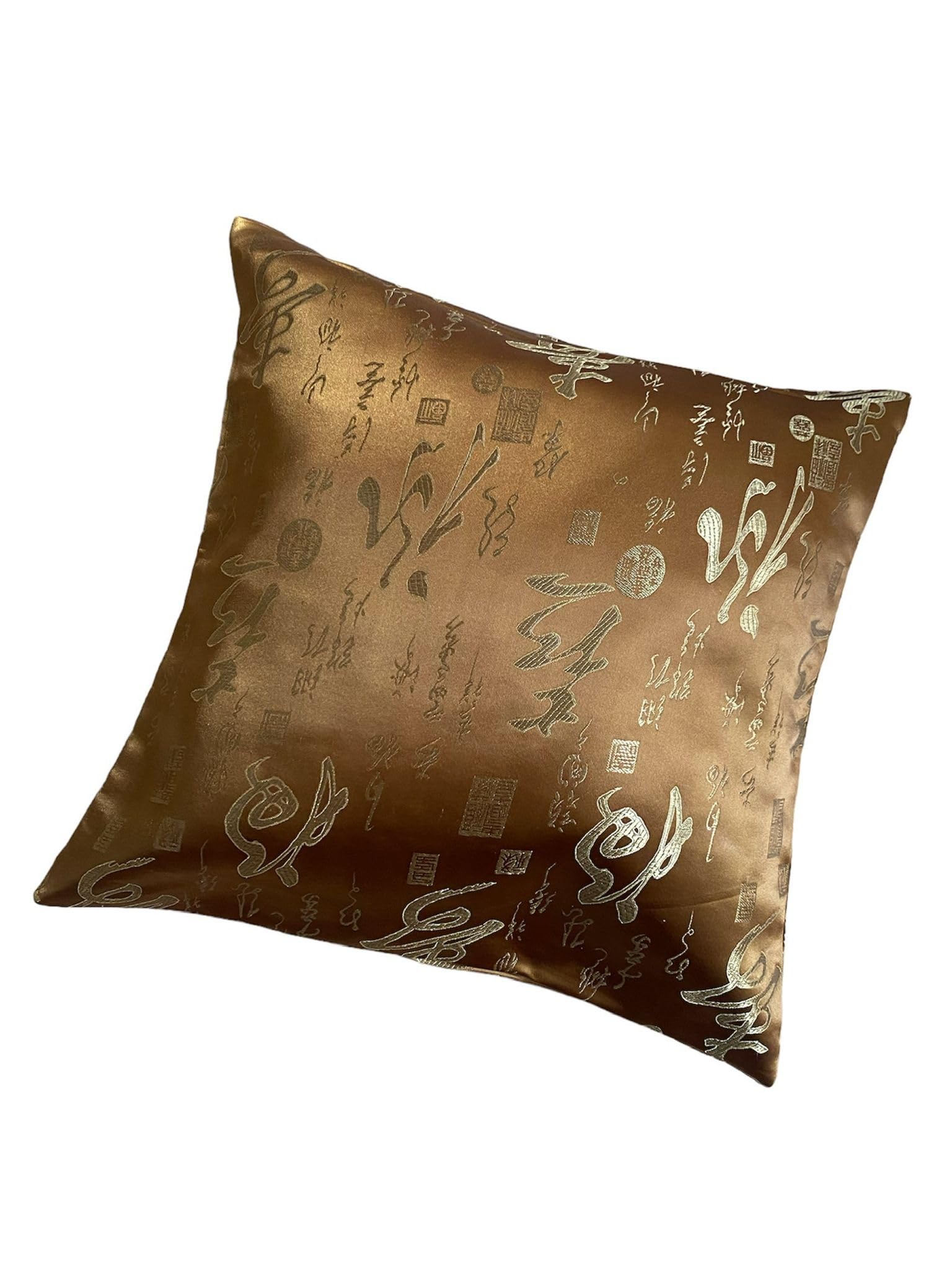 mysale24.de Asia Style Copper 40 x 40 cm Cushion Cover with Chinese Characters in Bronze Gold