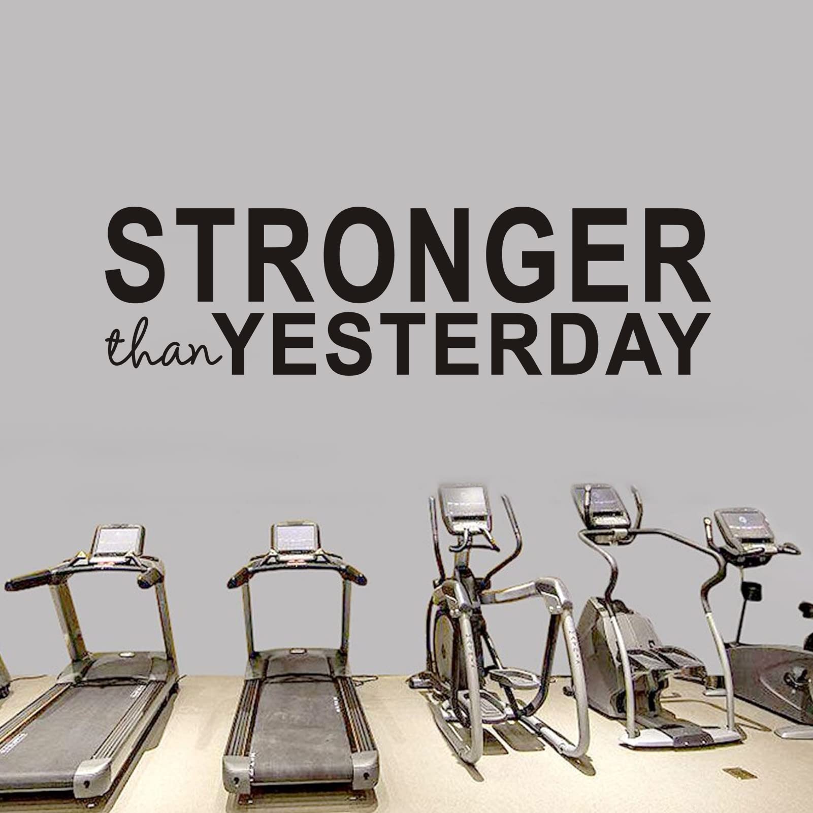 AnFigure Gym Quotes Wall Decals: Inspirational Office Vinyl Art Wall Stickers for Garage Classroom School Workspaces - Stronger Than Yesterday 35"X9.8"
