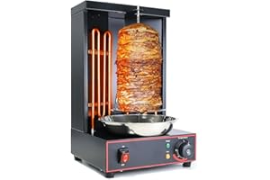 Li Zhen Electric Shawarma Machine Home Vertical Rotisserie Stainless Steel with 2 Efficient Heating Tubes 110V for Shawarma,C