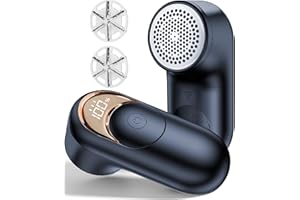 Fabric Shaver & Lint Remover for Clothes, 6-Blade Sweater Shaver with LED Display & 2 Extra Heads, USB-C Rechargeable Lint Sh