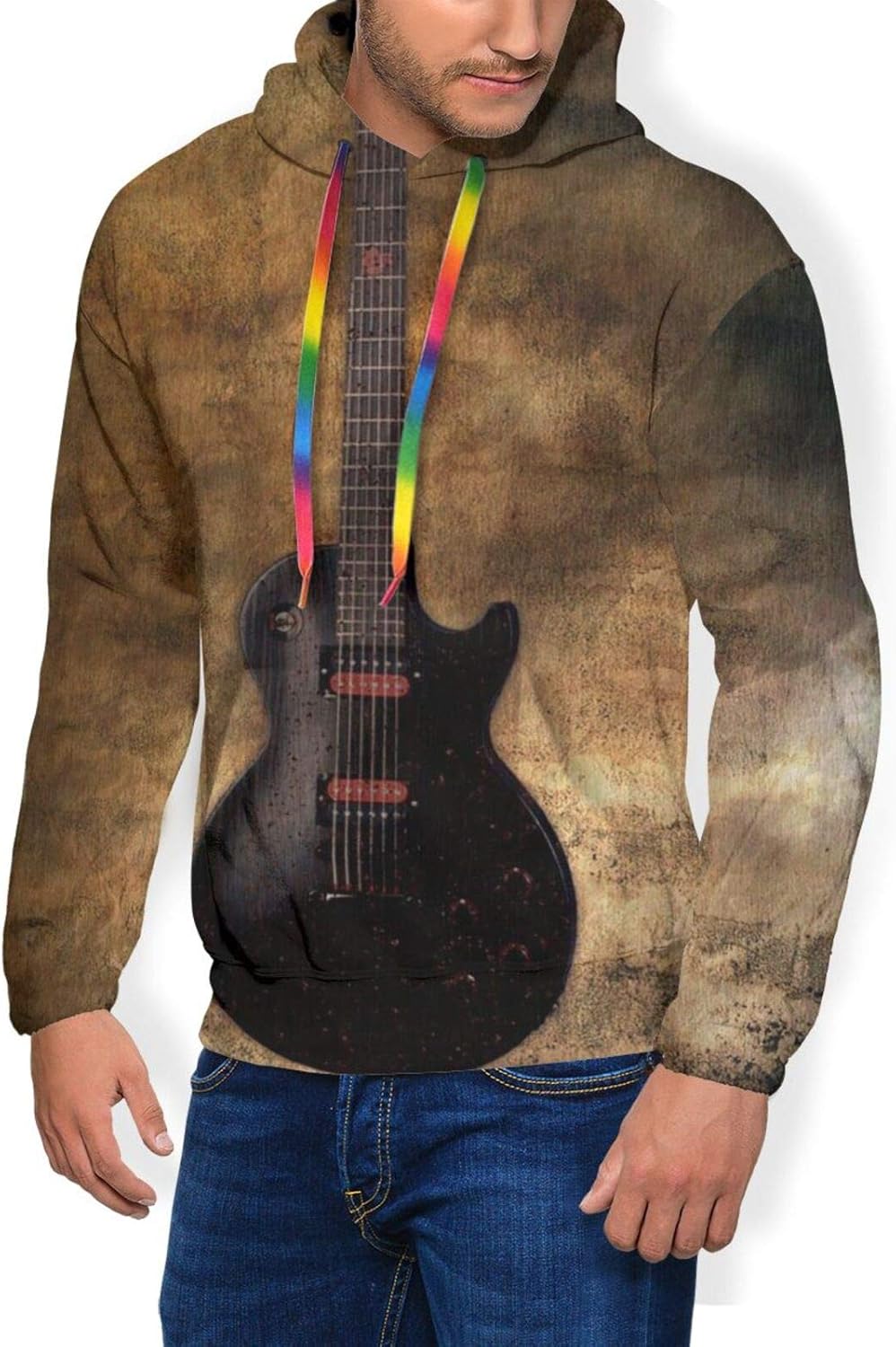 Guitar Men'S Hoodie Sweatshirt Fashion Hooded With Pocket Pullover Clothing
