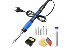 Soldering Iron Kit, ILIBILIB 110V 90W LCD Digital Display Adjustable Temperature Portable Solder Iron 180 to 500°C, 10-In-1 Thermostatic Rapid Heating Smart Welding Iron Kit for Soldering DIY Repair