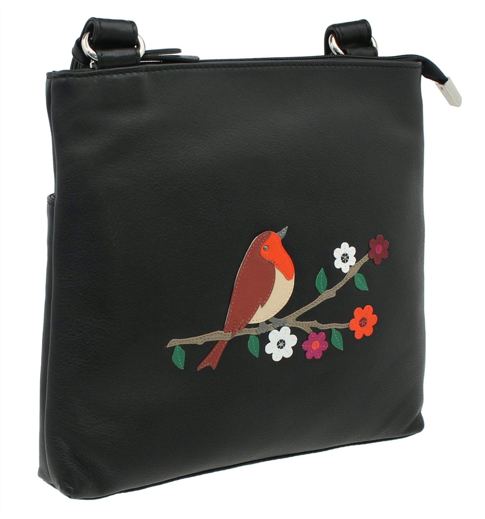 Mala Leather Robin Collection Leather Shoulder/Cross Body Bag 7173_97 Black