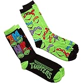 Hyp Teenage Mutant Ninja Turtles TMNT Faces & Logo Men's Crew Socks 2 Pair Pack
