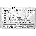 Luptiteuy 20 Year Anniversary Wallet Card: Greeting Card for Him Her - Modern Love Theme - Stainless Steel Material - Perfect for Couples - Happy 20th Wedding Anniversary Present