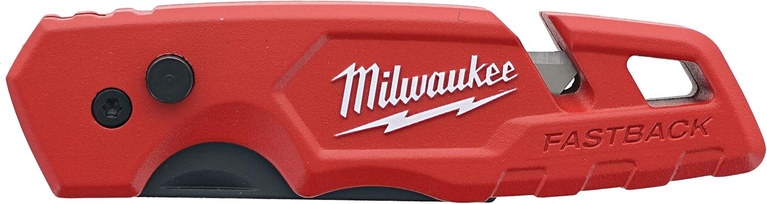 Milwaukee 48-22-1502 Fastback Folding Utility Knife with 5 Blade Storage, Wire Stripping Compartment, and Gut Hook - - 