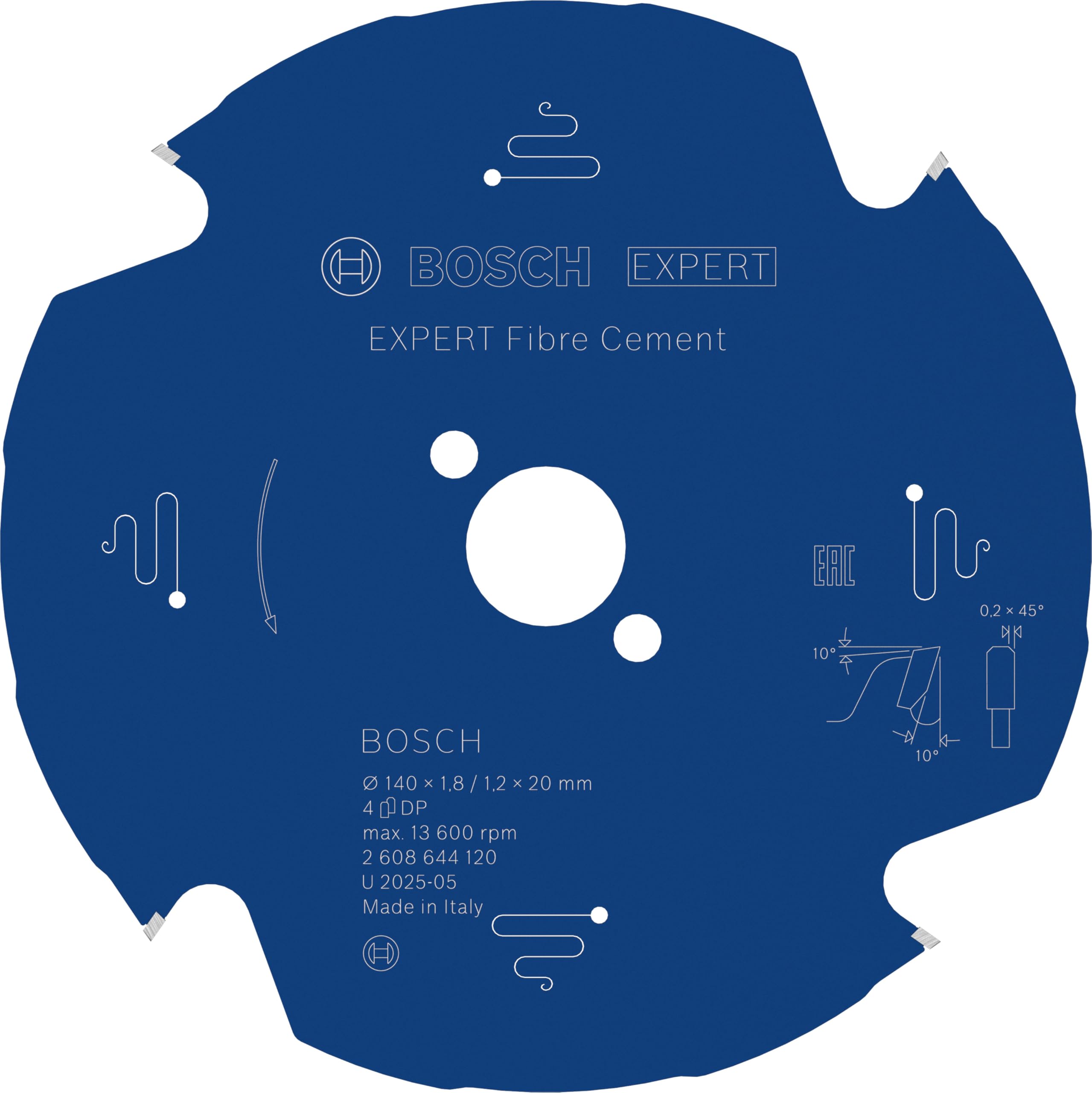 Bosch 2608644120 4T "Expert" Circular Saw Blade for Wood, Blue, 140 x 20 x 1.8 mm
