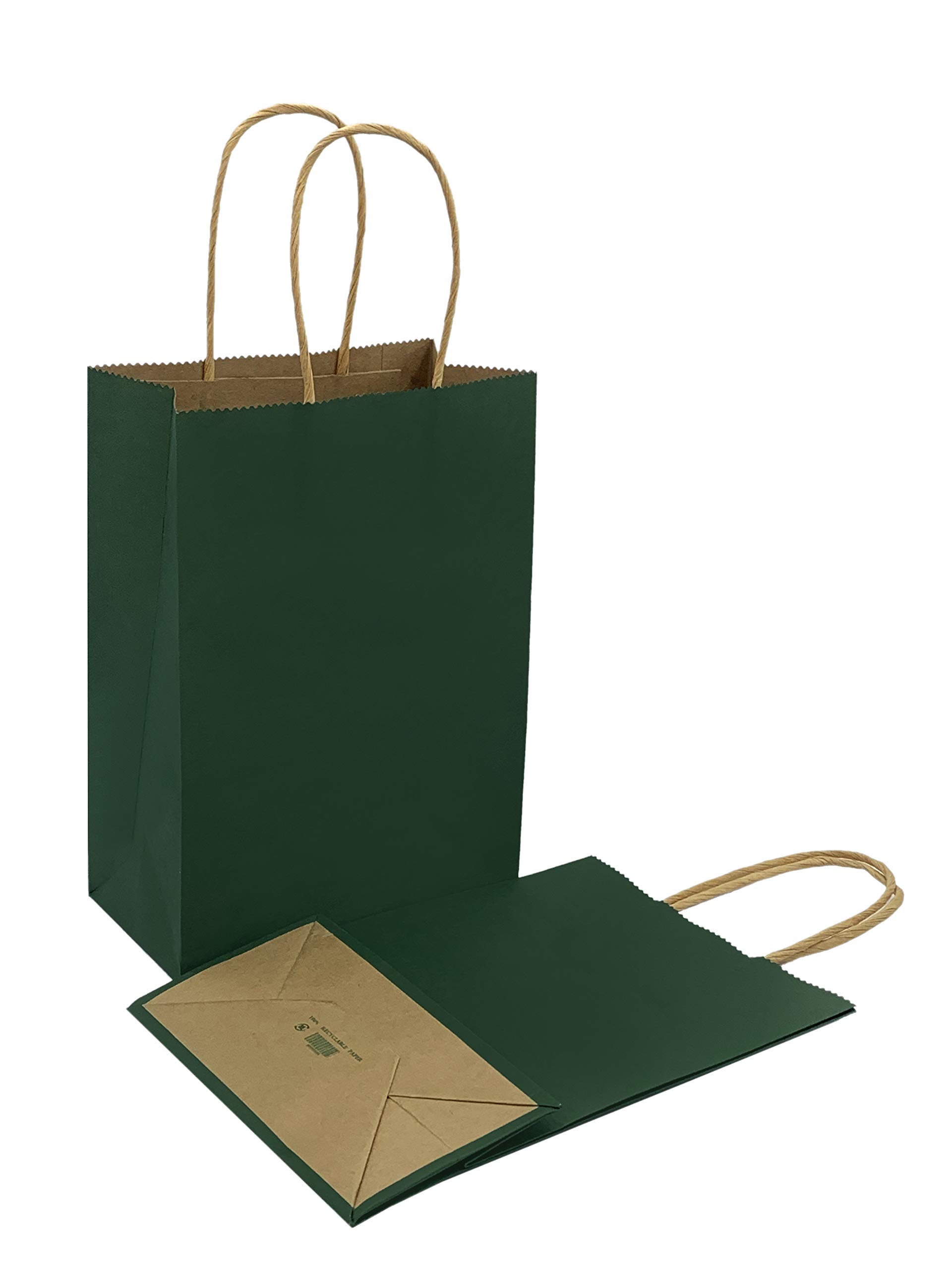 Pack of 6 Vertical Paper Gift Bags Plain Colour 21 x 15 x 8 cm (Green)