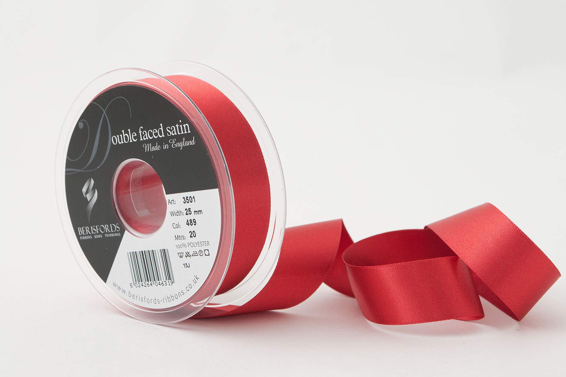 Berisfords Double FACE Poly Satin Ribbon, Russet, 25 mm — image 1