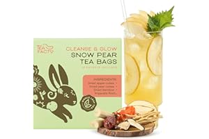 Tea Facto Cool Cleanse* Asian Pear Tea Bags with Dried Pear, Apple, Carrot, Licorice Root, Sugarcane Fiber and Broomgrass Roots - Natural Fibers, Zero Added Sugar, Non-caffinated - 10 Count