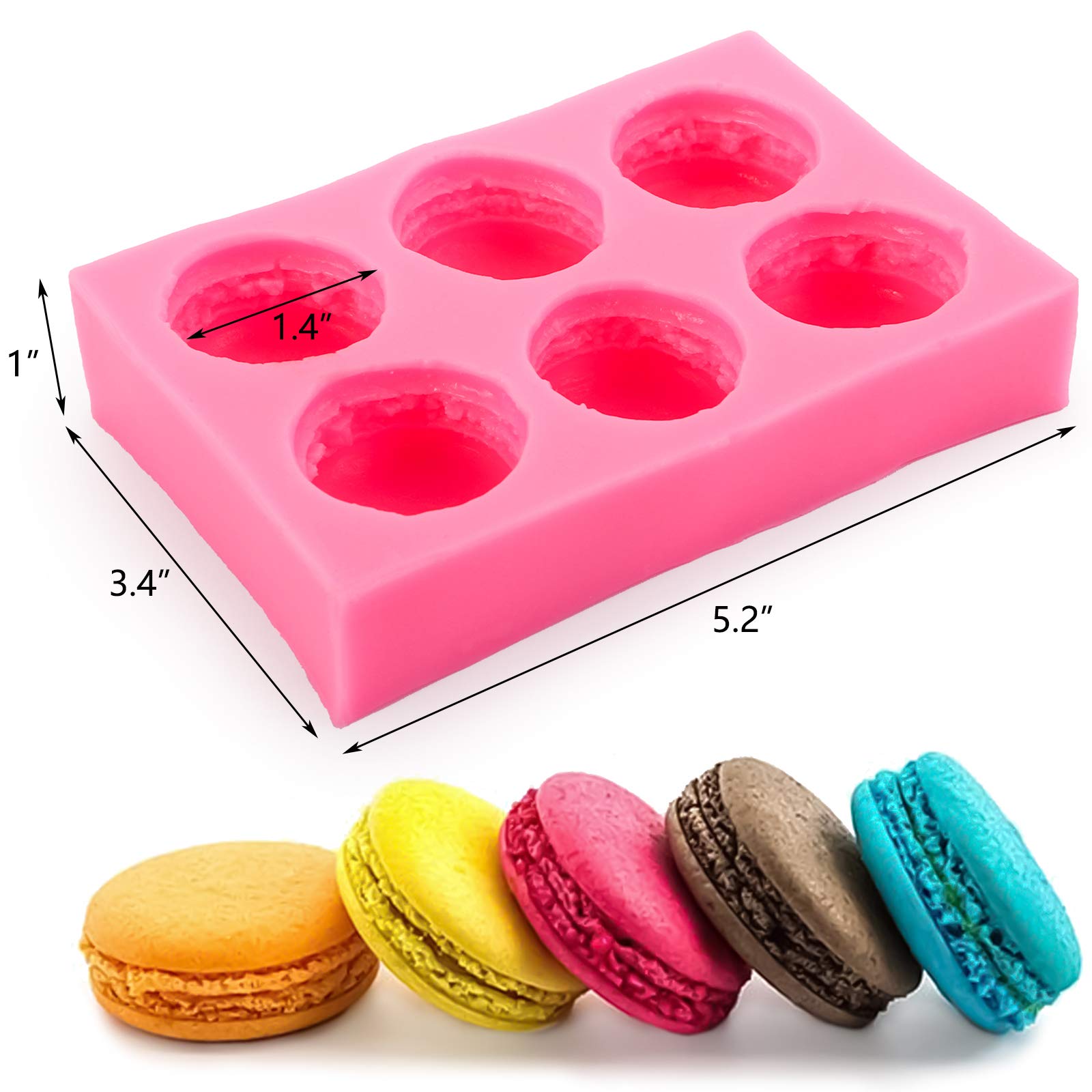 Hedume 2 Pack 6-Cavity 3D Macaroon Silicone Mold, Macaron Hamburger Baking Molds, Perfect for Candle, Muffin, Cake/Cupcake Decorating, Mini Soap, Bath Bomb