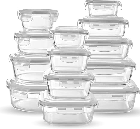 Glass Food Storage Containers 13 Piece Set Meal Prep Leakproof