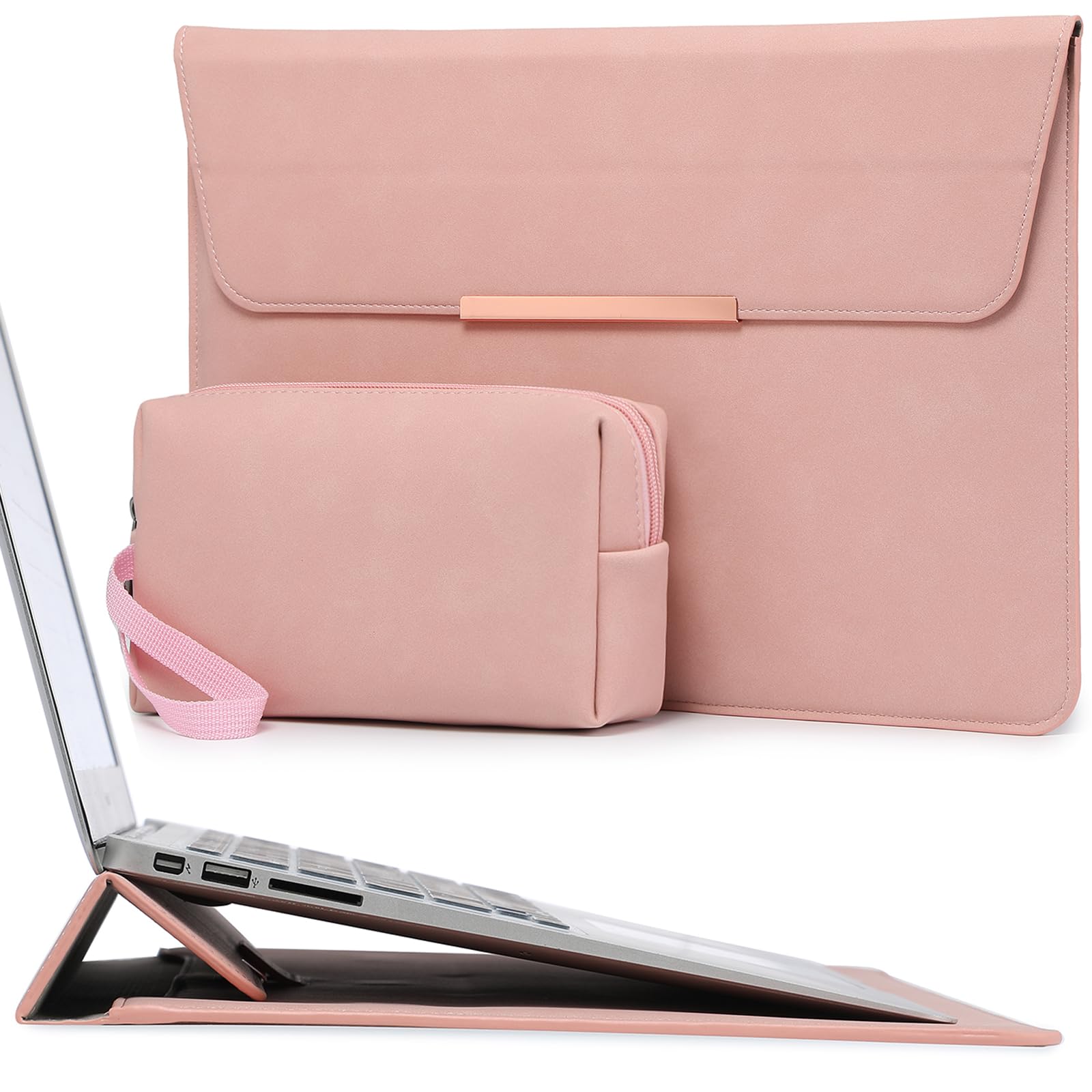 HYZUO 13.3-14 Inch Laptop Case Sleeve with Stand for MacBook Pro 14 M5/M4/M3/M2/M1 A3426 A3427 2026-2021, MacBook Air/Pro 13.3, 13.8-13.5 Surface Laptop, HP Spectre X360 13/14, Pink(Smiley)