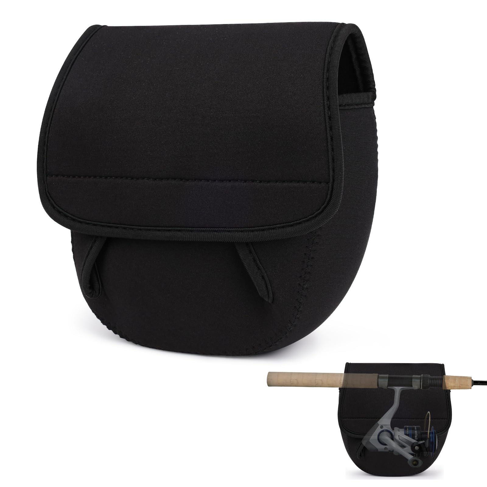 Photo 1 of Playexen Neoprene Spinning Reel Cover Waterproof & Shockproof Fishing Reel Protective Case Breathable Casting Reel Cover Right/Left Hand Universal Reel Pouch (L)