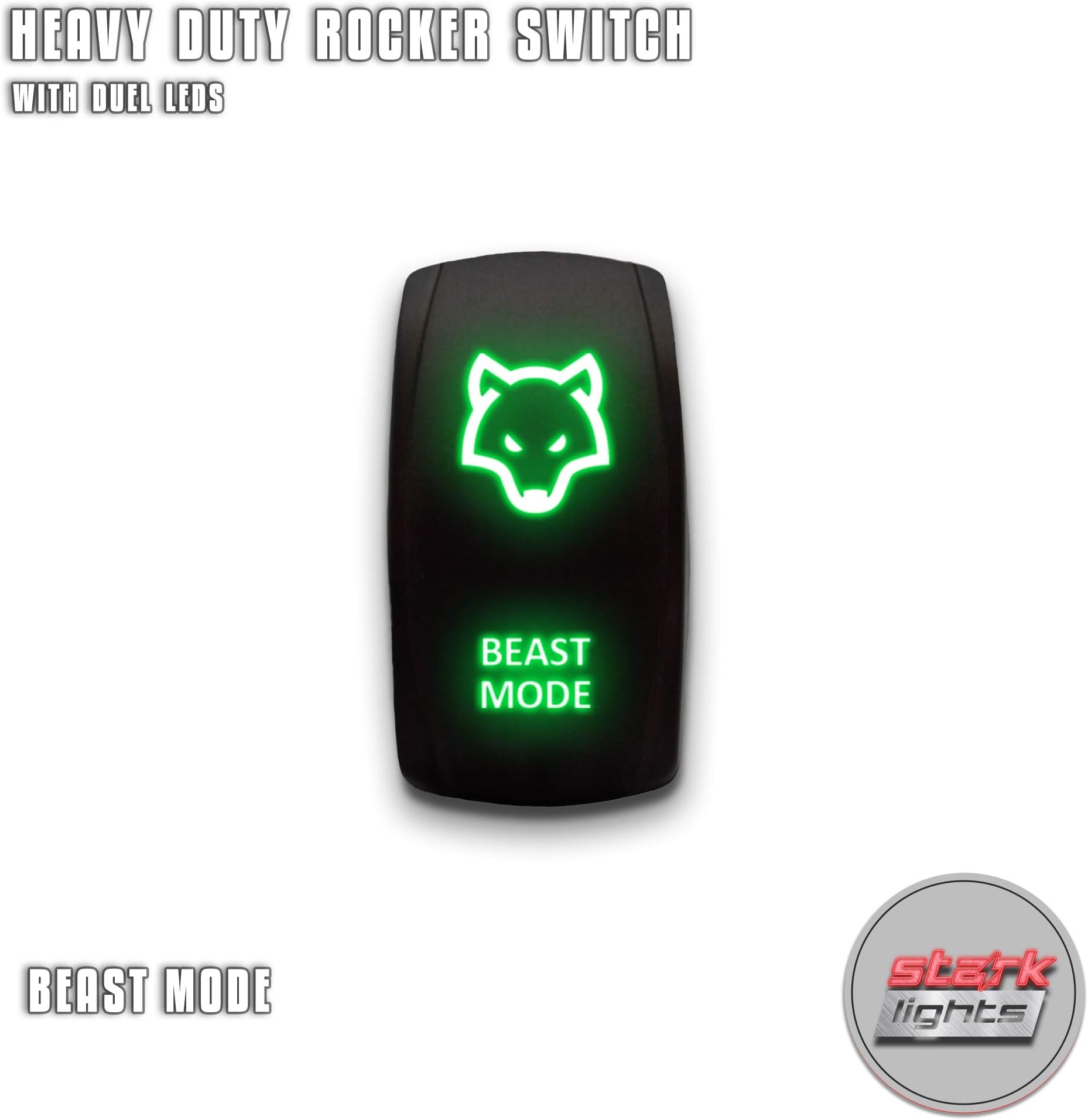 Beast Mode - Green - Laser Etched Toggle Switch 20A 12V - Vertical Rocker Switch 5-Pin DPST