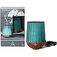 Chesapeake Bay Candle Aromatherapy Essential Oil Diffuser with Waterless Auto Shut-Off Soft White Light, Cover, 250ml, Green Ribbed Frosted Glass