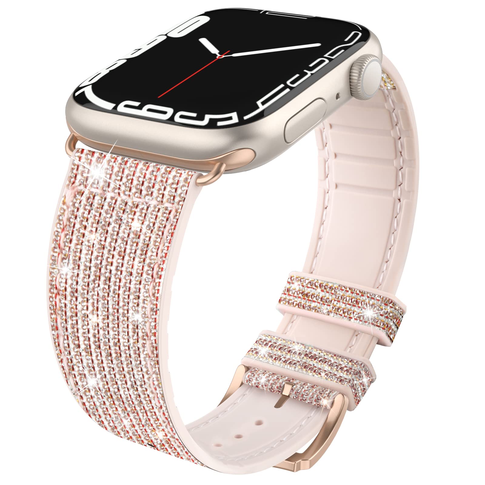 Tuocal Bling Straps Compatible with Apple Watch Strap 38mm 40mm 41mm 42mm(Series 10), Soft Glitter Silicone Sport Replacement Strap Women Men Bracelet for iWatch Series 10 9 8 7 6 5 4 3 2 1 SE