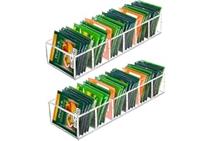 Tasybox Acrylic Tea Bag Organizer - Clear Small Tea Packet Storage Box for Drawer, Countertop, Pantry, Kitchen, Cabinet, Shelf, 2 Pack