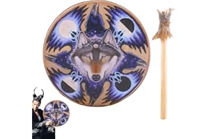 Generic Shamanic Drums - 9Inch Sound Healer Shaman Drum, Wolf Head Design, Authentic Siberian Drum for Spirit Music, Symbol R