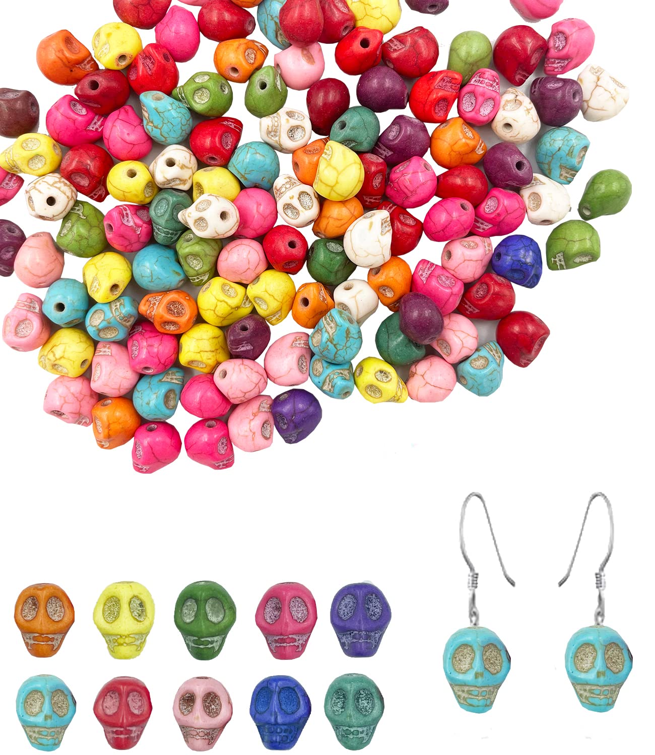 Skull Beads, 120Pcs Halloween Skeletons Skull Head