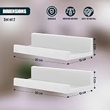 GEEZY White Floating Shelves Set of 2 30x10x5cm Modern Seamless Wall Mounts view 2