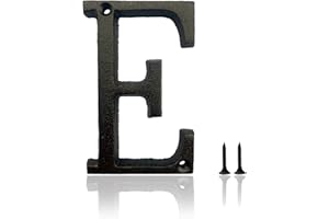 HOMUS 5 Inch House Numbers, Cast Iron House Numbers for Outside, Address Numbers for Houses, Farmhouse, Garage, Shop, Offices, Hotel, LETTER E