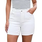 luvamia Jean Shorts for Women High Waisted Trendy Stretchy Denim Shorts 5 Inch Inseam Summer Casual Jorts with Pockets