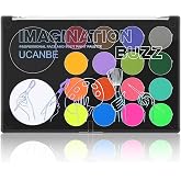 UCANBE Face Body Paint 18 Colors, Water Based Face Painting Kit with Large White Black & Neon Glow UV Facepaint SFX Makeup Palette for Halloween Party Costume Cosplay & Stage Art Make Up