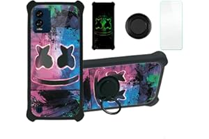 Aroepurt BLU View Speed 5G Case Compatible with BLU View Speed 5G B1550VL Phone Case Cover [with Tempered Glass Screen Protector][Hard PC + Soft Silicone][Ring Support] [Luminous Effect] YGH-BQ